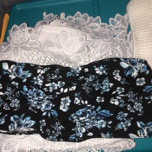 blue flower bandeau top